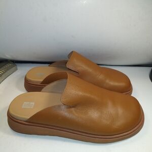 Fitflop Gen-FF Brown Leather Slip On Mules Shoes Women's sz 11.